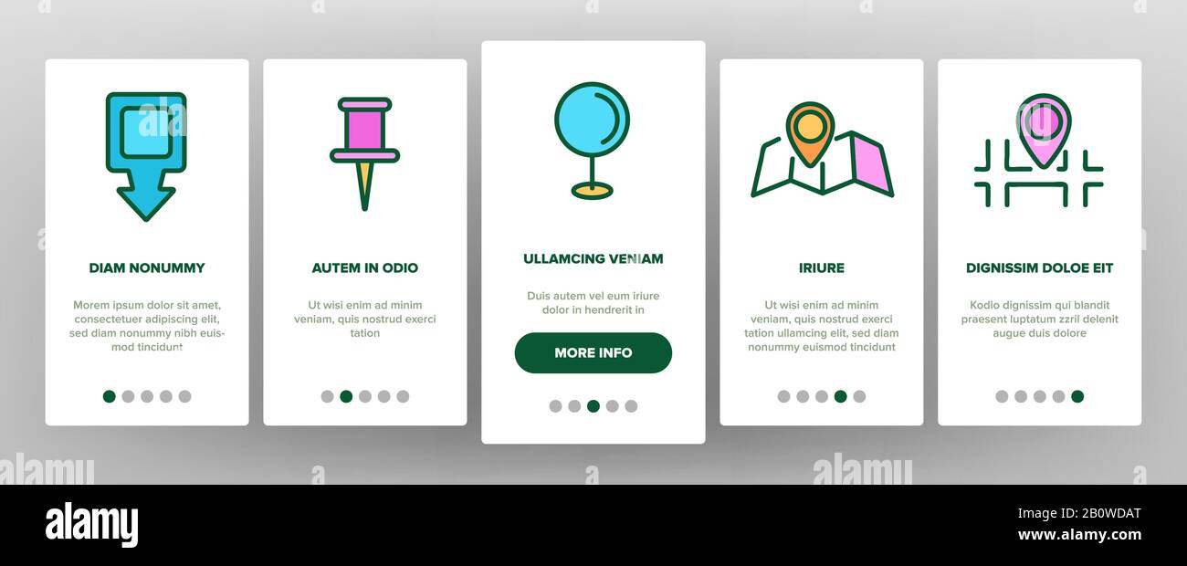 Marker Pointer Gps Map Onboarding Icons Set Vector Stock Vector Image ...