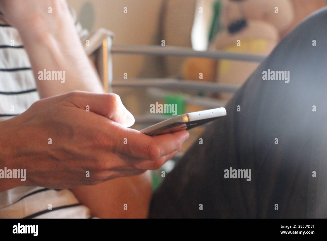 Close up of a man using mobile smart phone Stock Photo