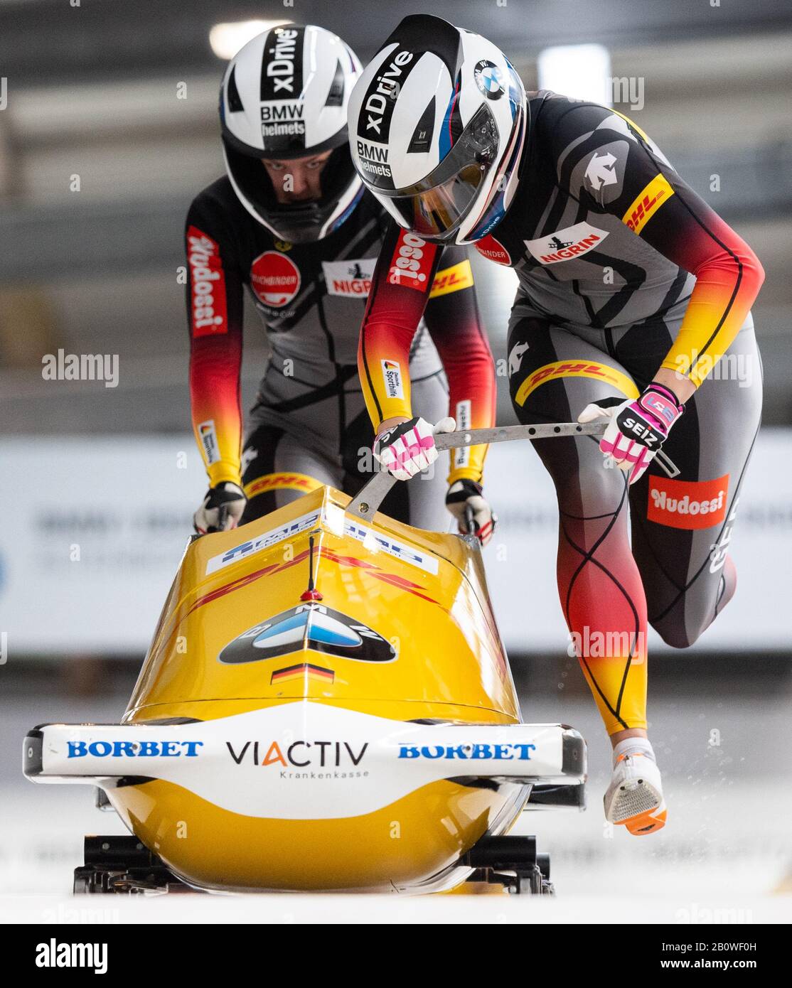 Altenberg, Germany. 21st Feb, 2020. Bob World Championship, two-man bobsleigh, womens, second heat