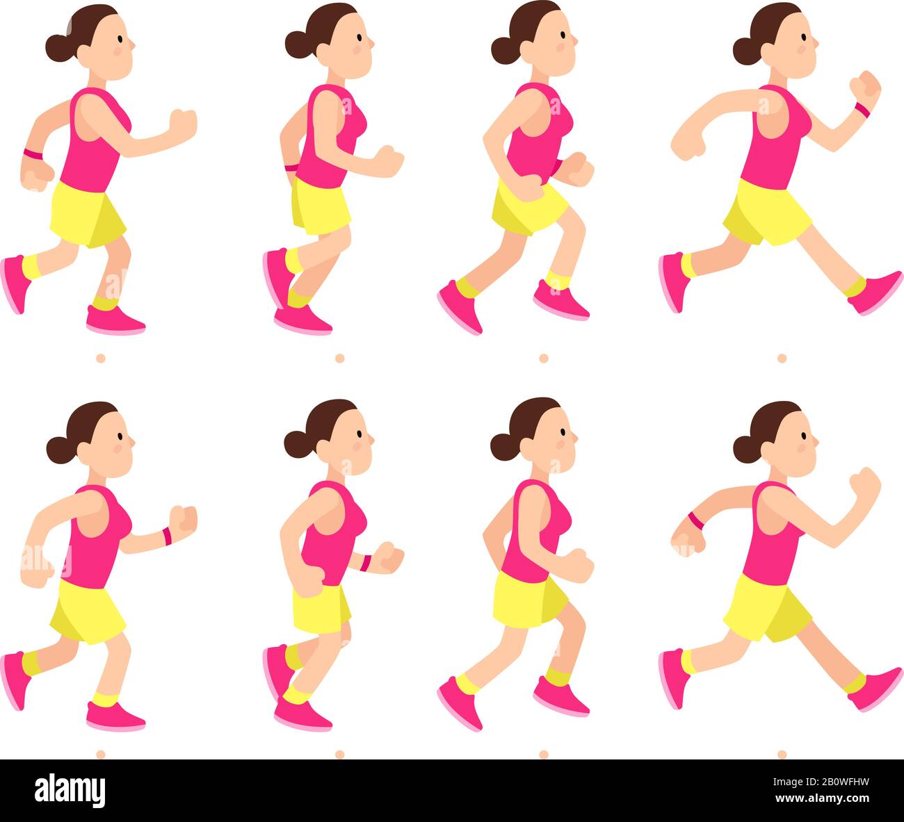 Cartoon running girl animation. Athletic young woman character run or fast  walk. Animated motion sport walking vector illustration Stock Vector Image  & Art - Alamy