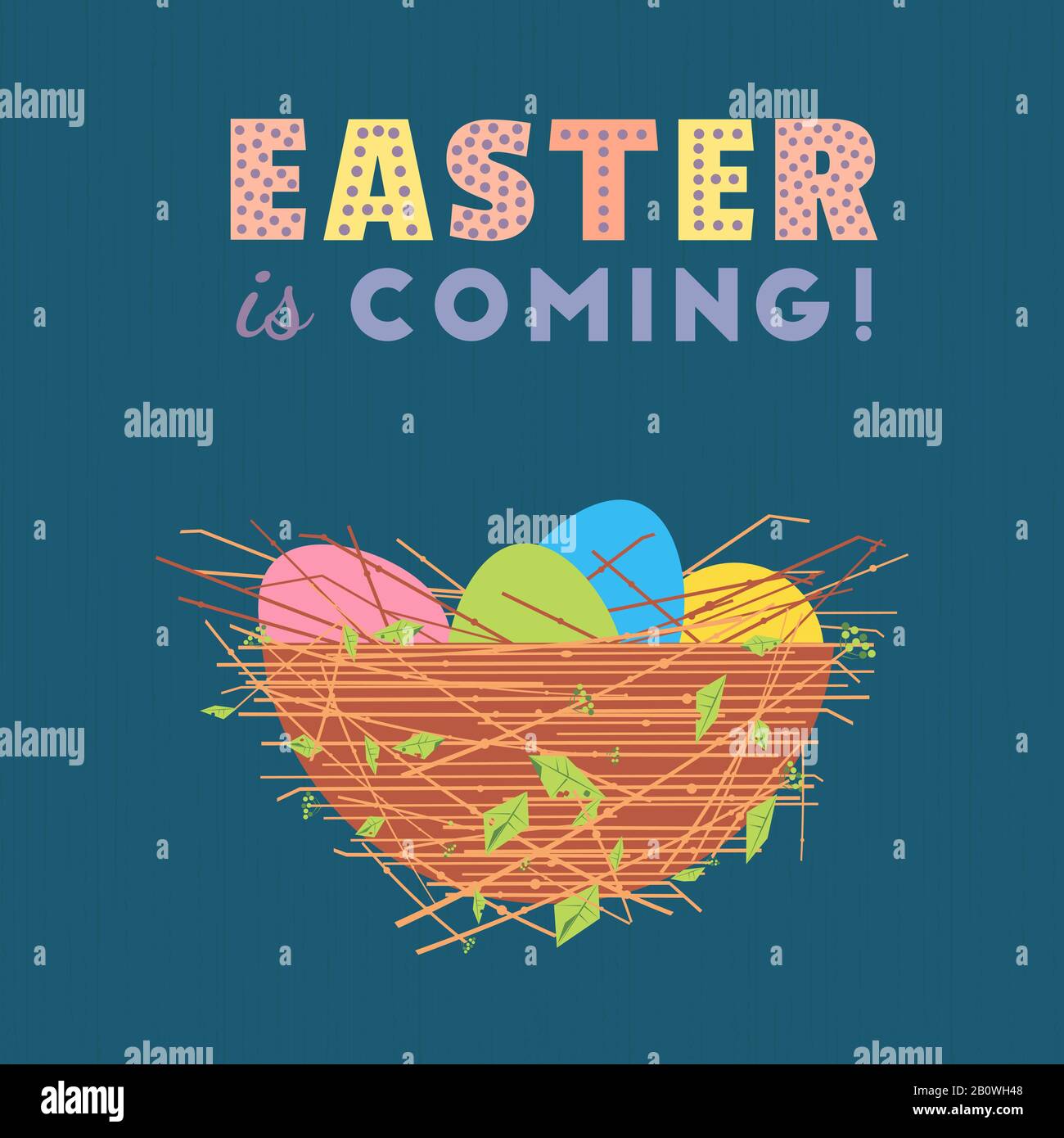 Easter egg in nest flat color vector icon isolated Stock Vector