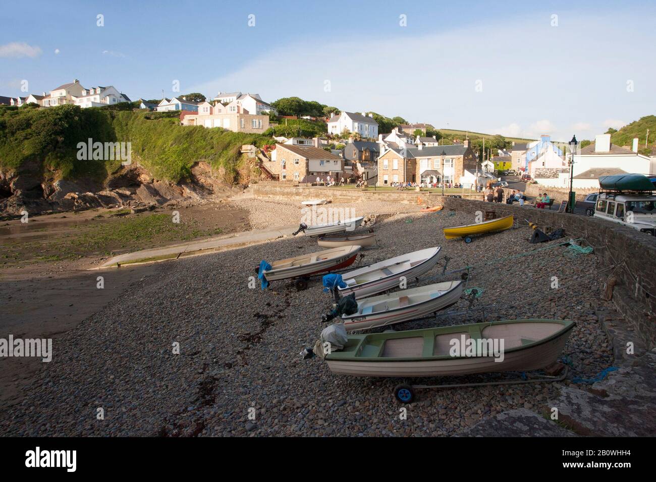 Boats on the beach, Martin's Haven, Pembrokeshire, Wales, UK Stock ...