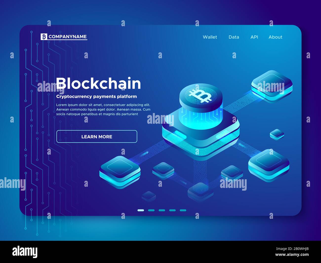 Blockchain composition. Cryptography anonymous cryptocurrency payments platform. Secure connection isometric vector illustration Stock Vector