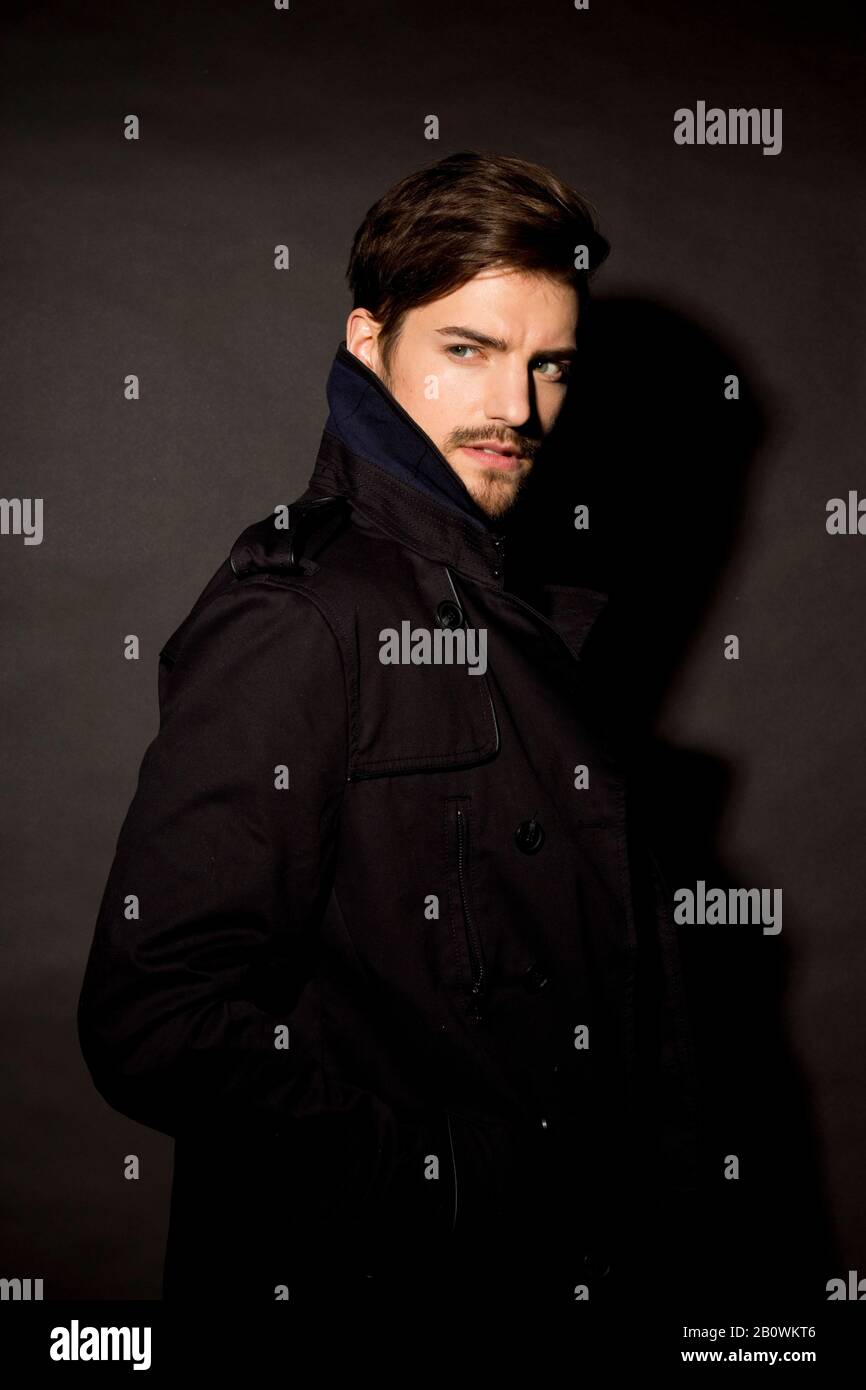 Man wears coat, portrait Stock Photo
