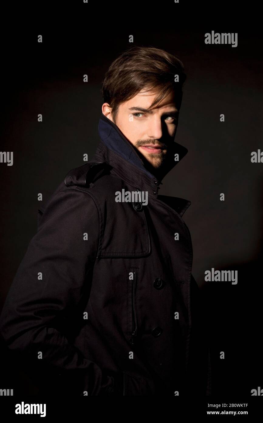 Man wears coat, portrait Stock Photo