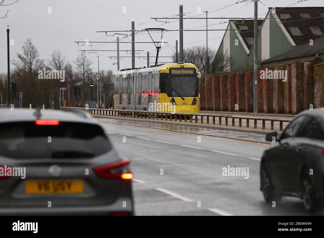 Manchester,Uk New Metrolink trams on test in Media City credit Ian Fairbrother/Alamy Stock Photos Stock Photo