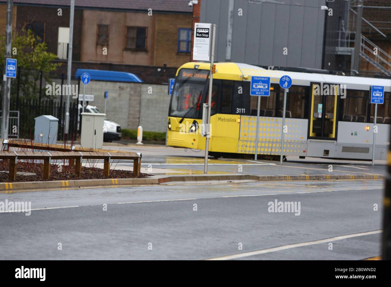 Manchester,Uk New Metrolink trams on test in Media City credit Ian Fairbrother/Alamy Stock Photos Stock Photo