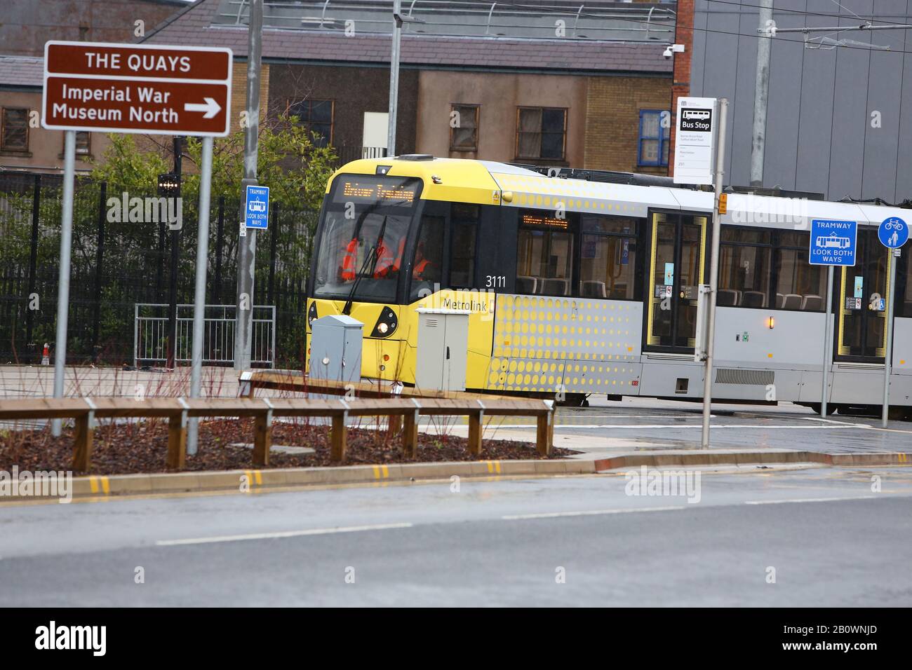 Manchester,Uk New Metrolink trams on test in Media City credit Ian Fairbrother/Alamy Stock Photos Stock Photo