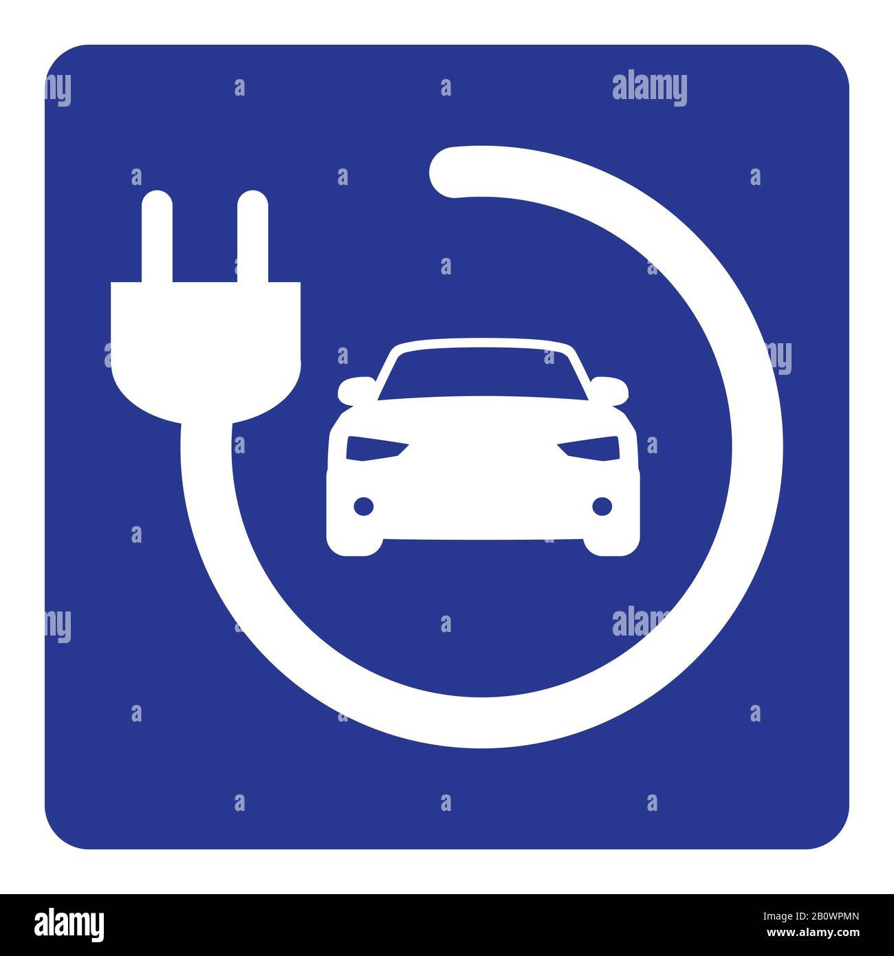 The electric vehicle charging point sign Stock Photo