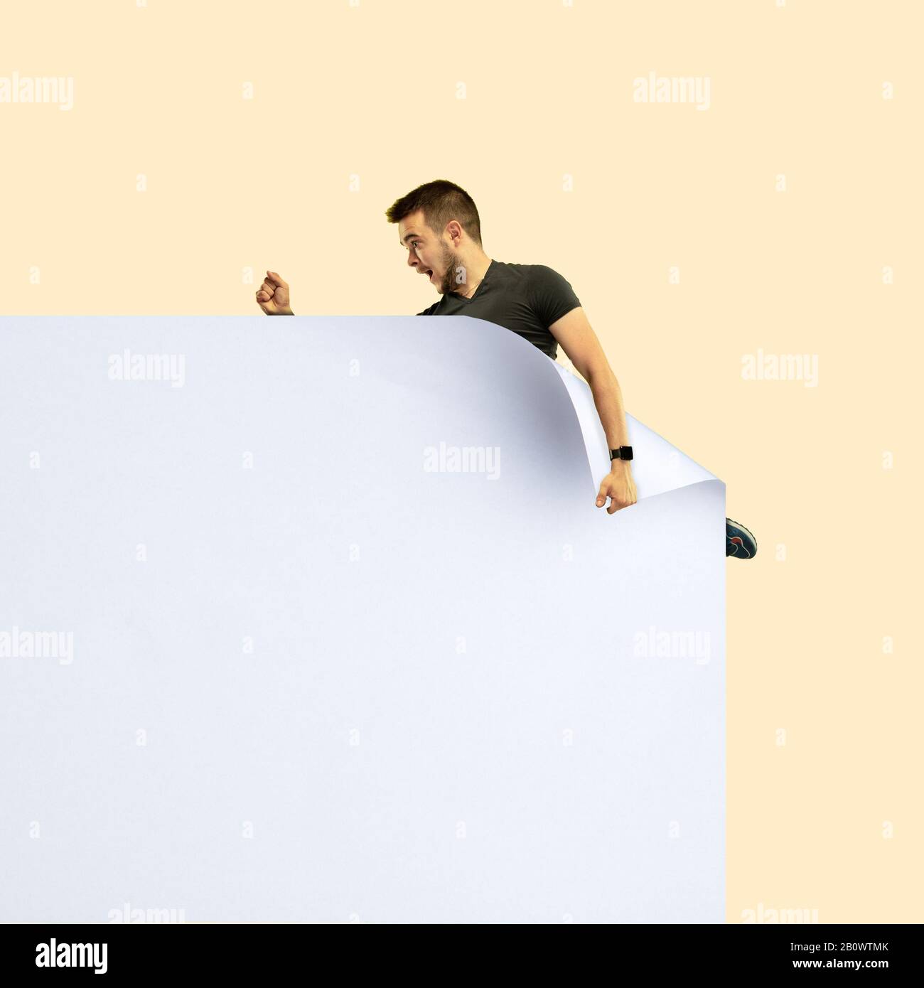 Imagine who's covering white sheet to get digital file icon. Young ...