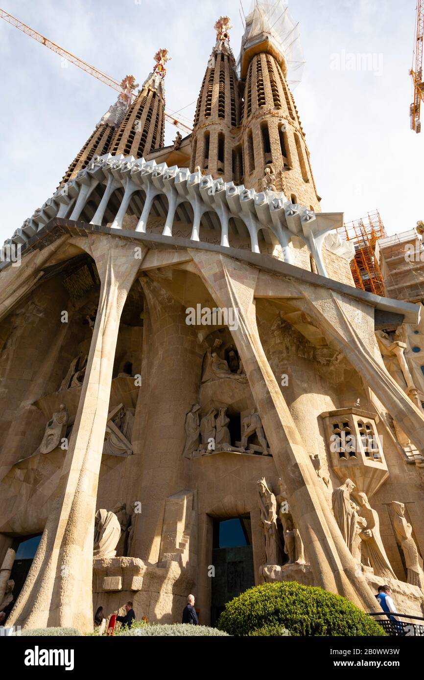 Passion Facade, la Sagrada Familia, Barcelona, Catalunya, Spain Stock