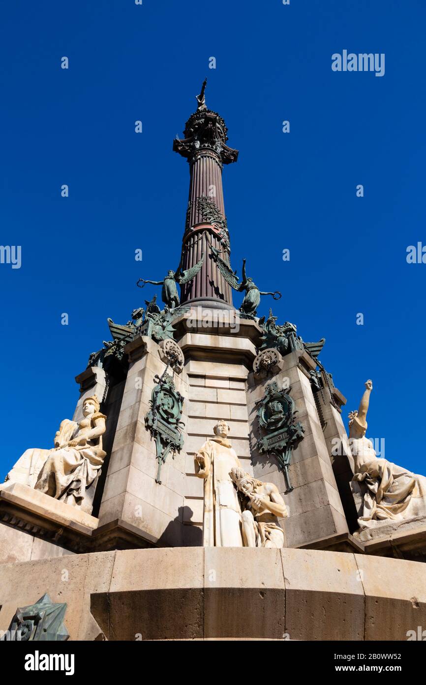 Mirador de Colom, Placa del portal, Barcelona, Catalunya, Spain. Stock Photo