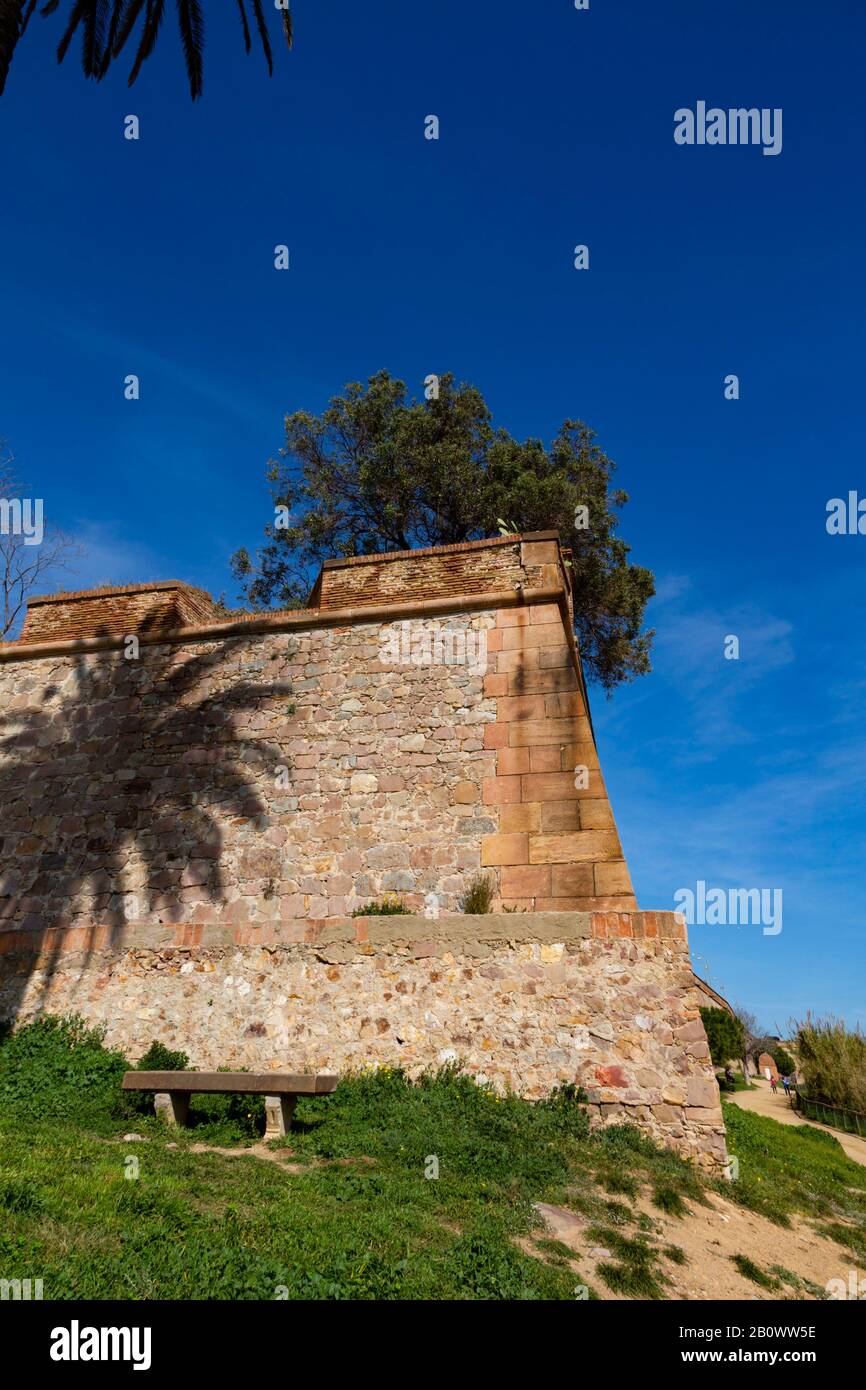Outer walls of Castell de Montjuic, Barcelona, Catalunya, Spain Stock Photo