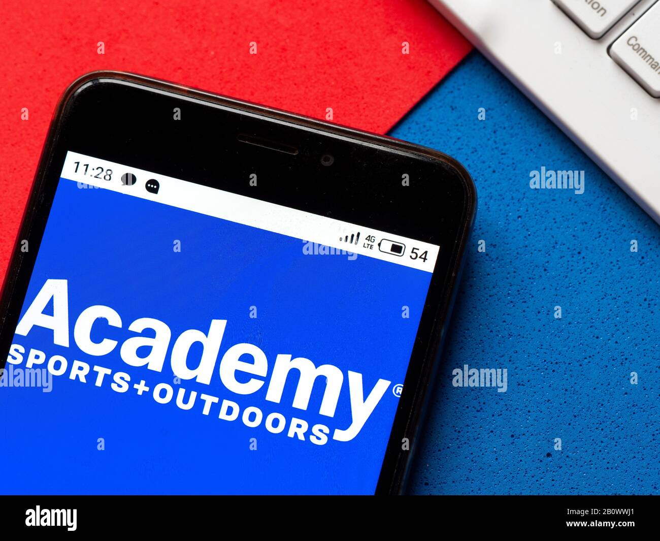 In this photo illustration an Academy Sports And Outdoors logo seen