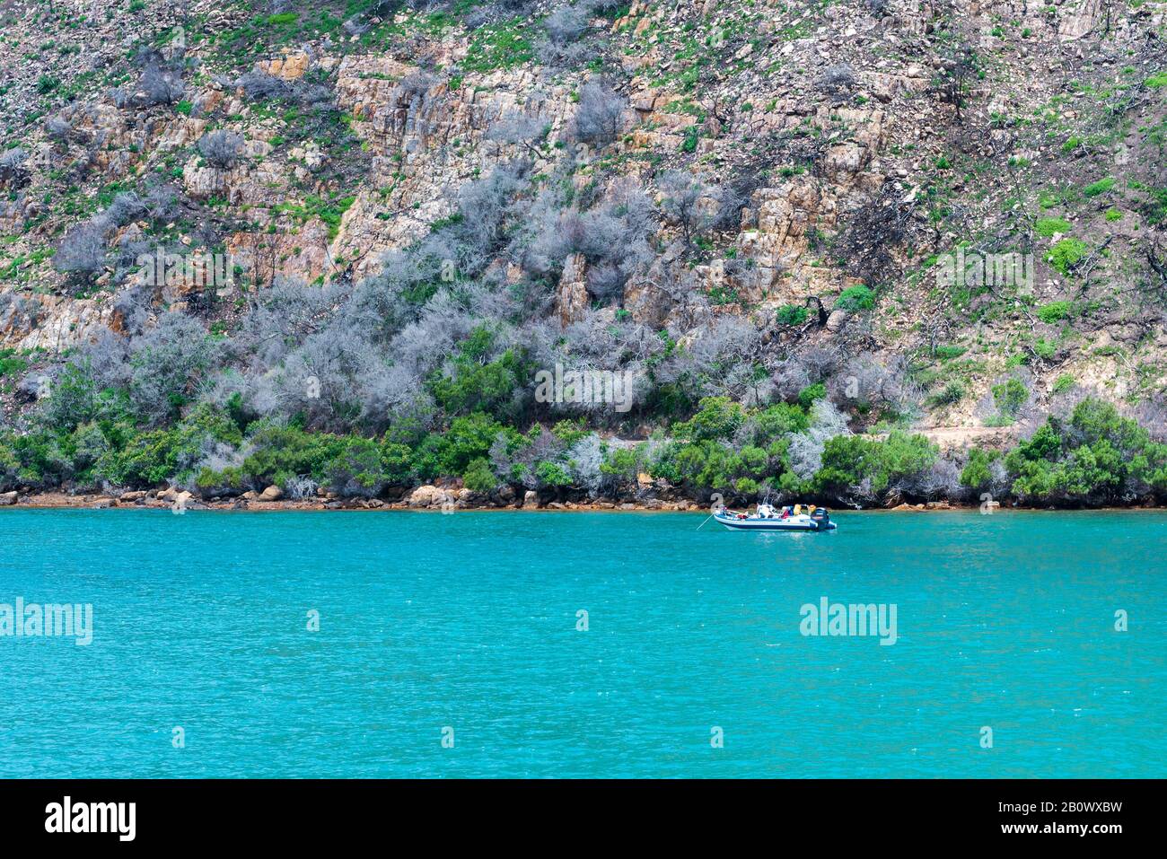 Knysna Lagoon, Mossel Bay, South Africa January 9, 2018. Photo of a pleasure boat on the