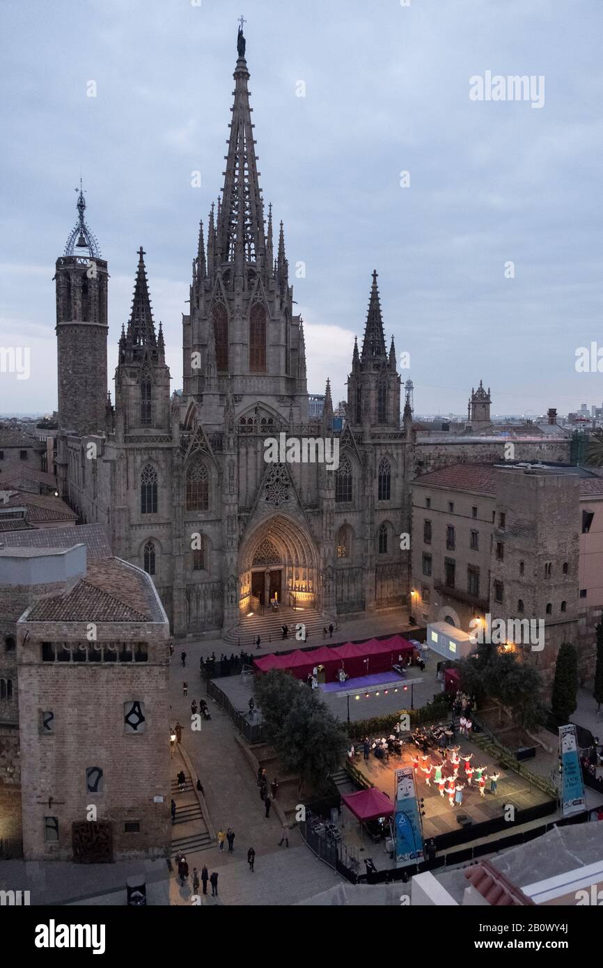 The Cathedral Of The Holy Cross And Saint Eulalia Barcelona High