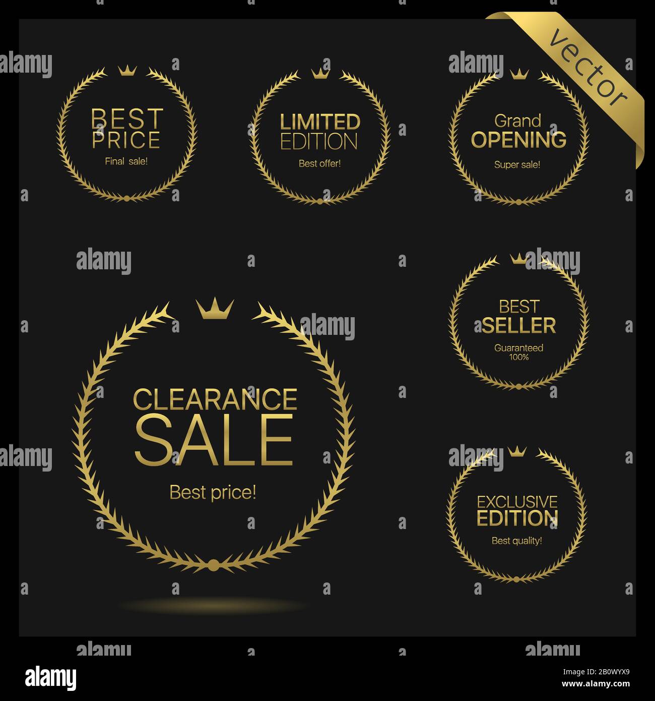 Golden wreath icons Stock Vector