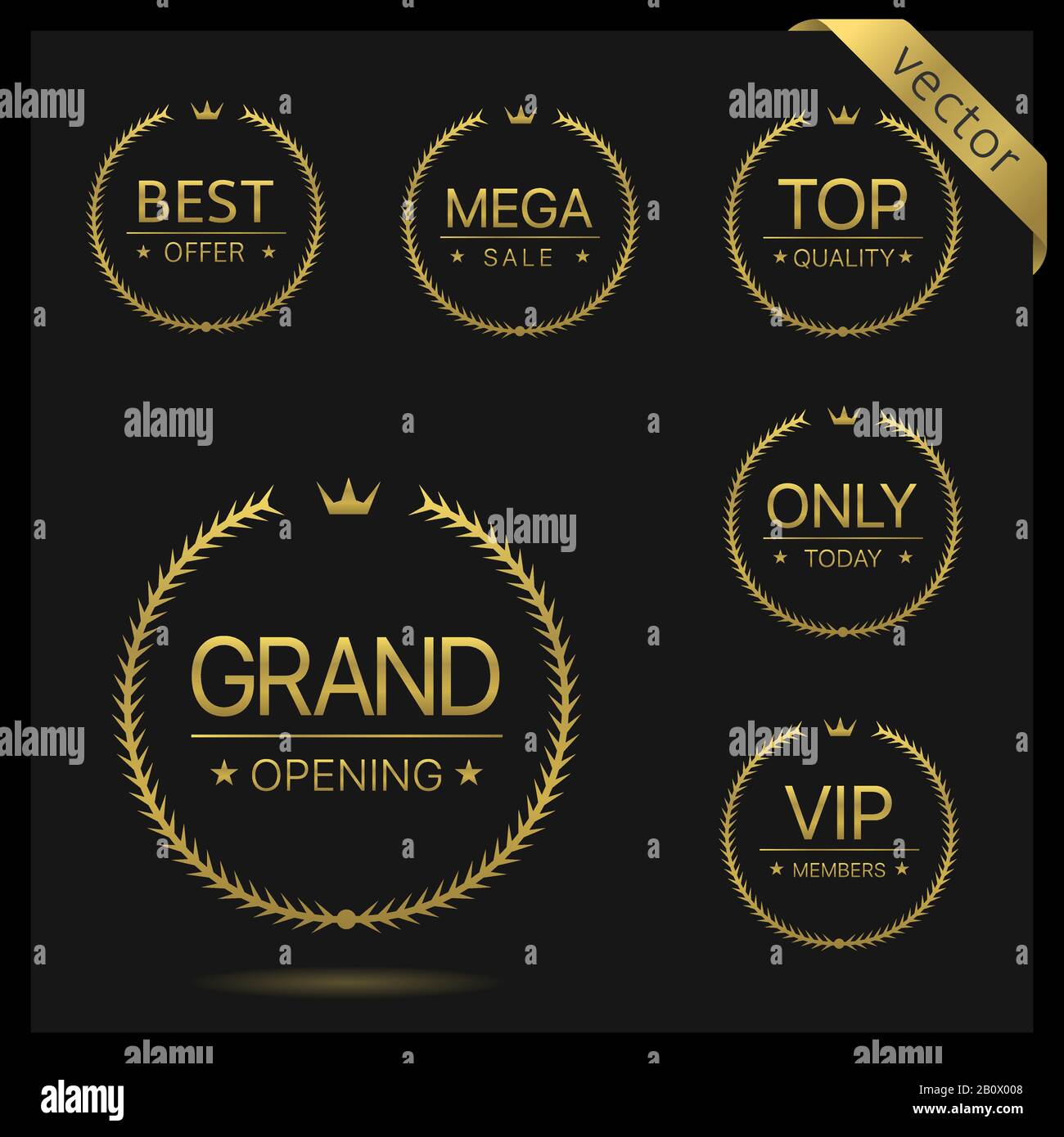Golden wreath icons Stock Vector