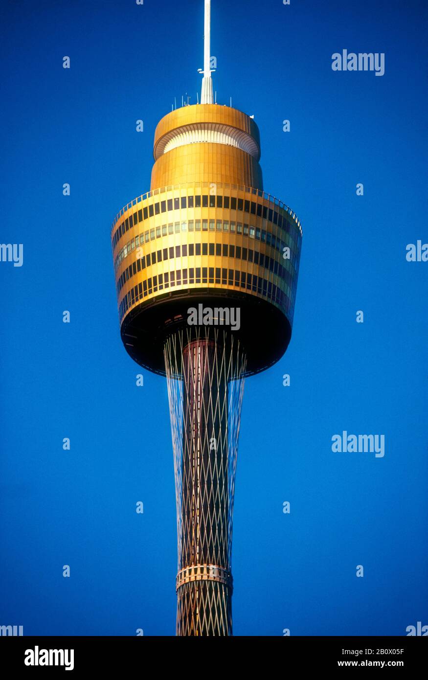Close up of the top of Sydney Centrepoint Tower, Sydney, New South Wales, Australia Stock Photo