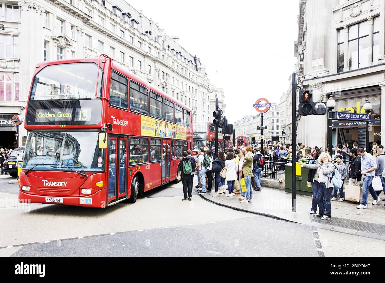 Double decker bus, Oxford Circus Station, London, England Stock Photo ...