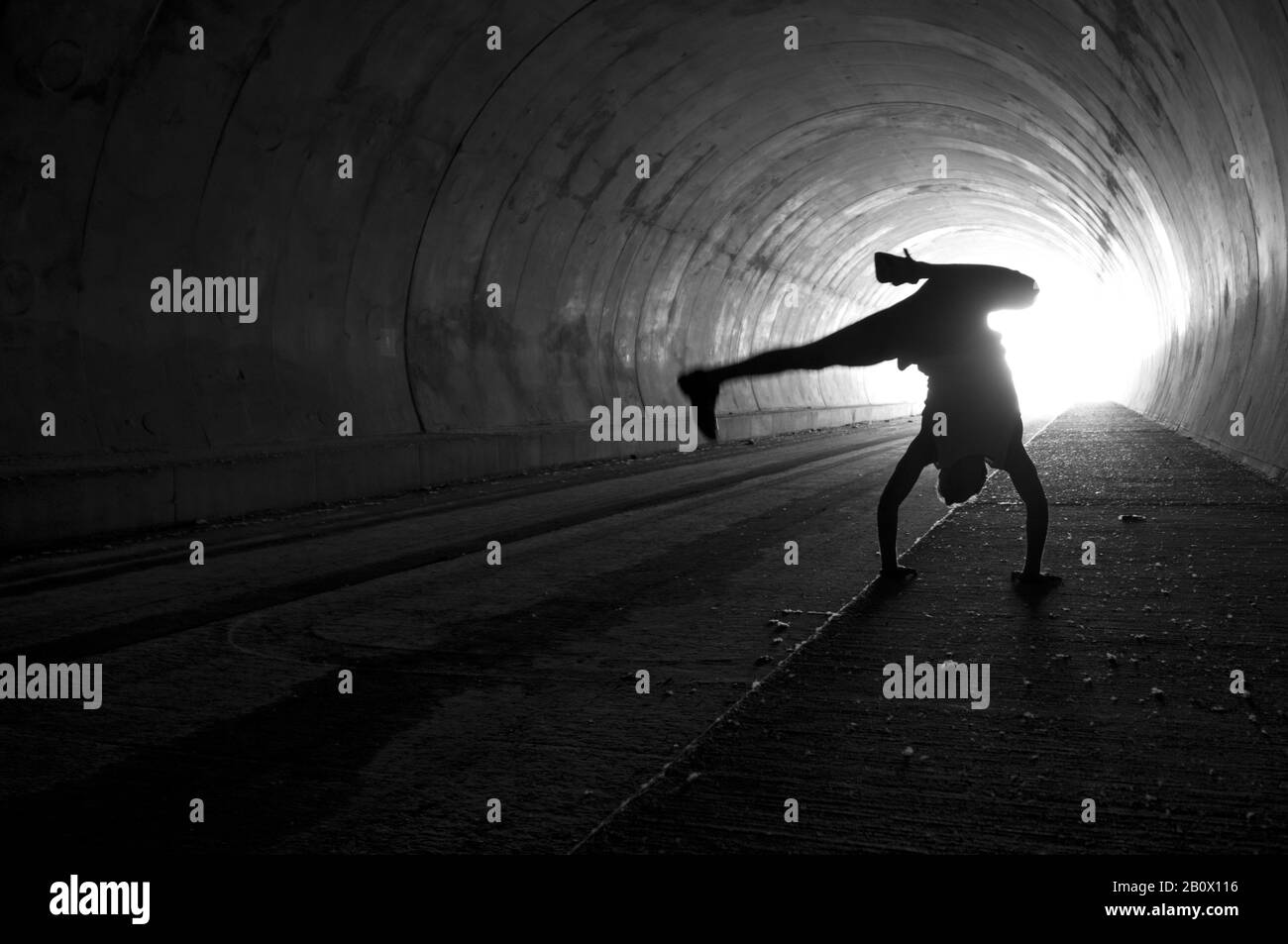 Break dancers in the tunnel, Stock Photo