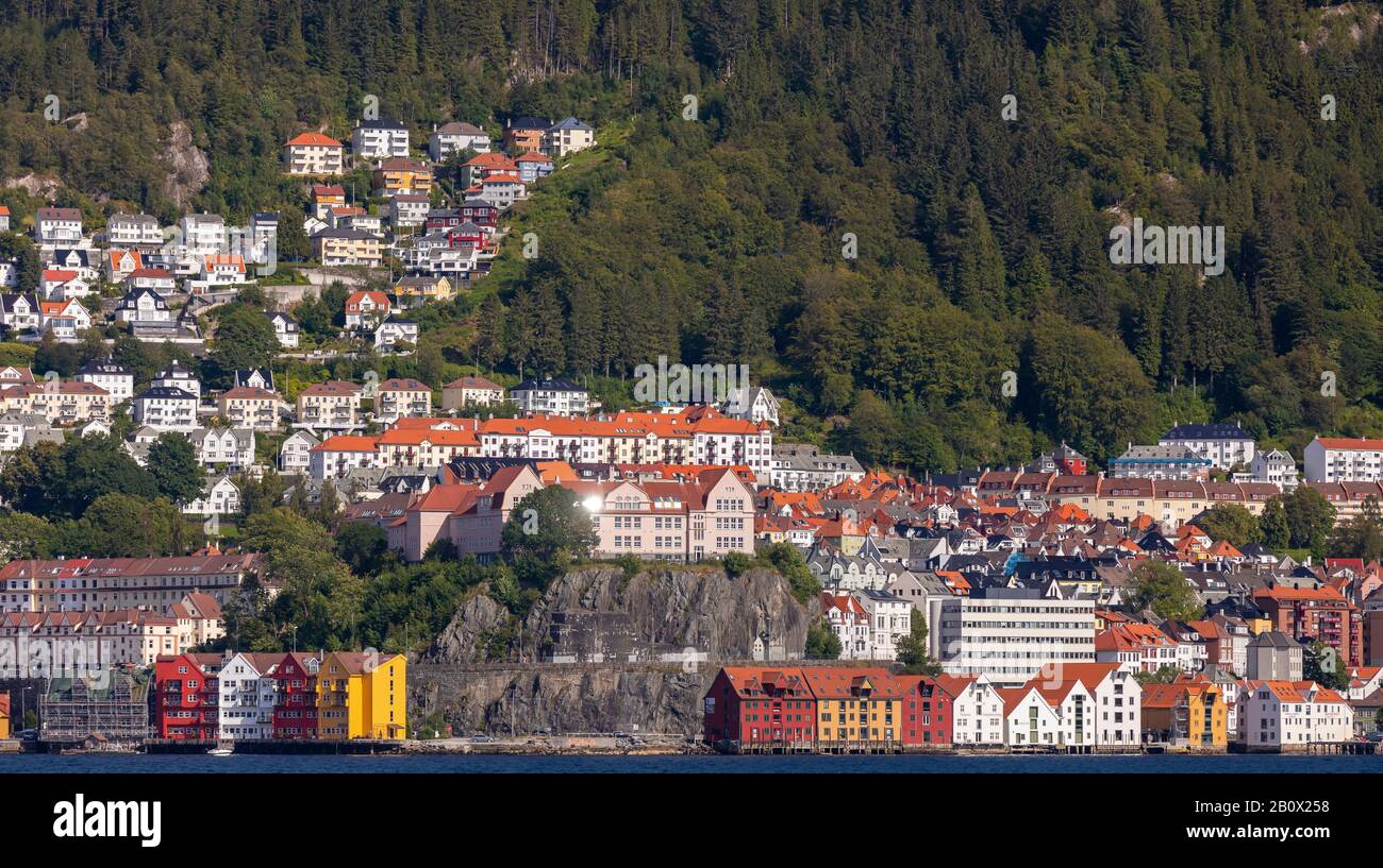 BERGEN, NORWAY Waterfront housing and commercial buildings, Byfjorden