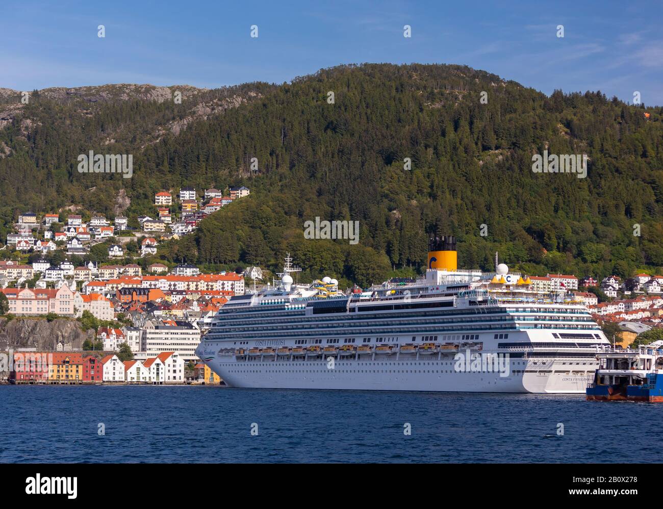 Bergen Norway Cruise Ship Costa Favolosa Docked In Vagen Harbour Stock Photo Alamy