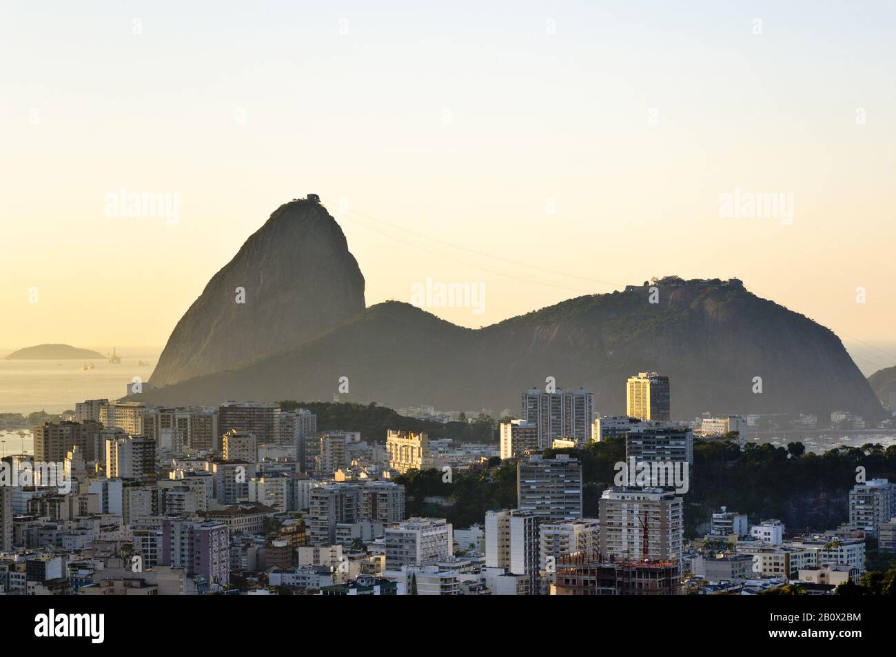View Flamengo to Sugarloaf Mountain, Rio de Janeiro, Brazil, South America, Stock Photo