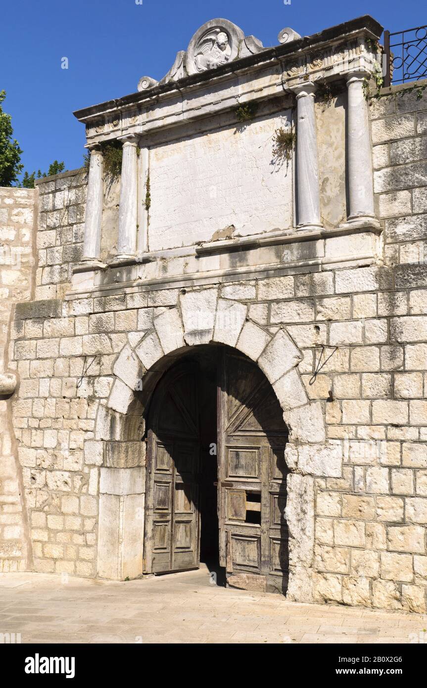 Old city gate in Split, Adriatic Sea, Dalmatia, Croatia, Southeast Europe, Stock Photo