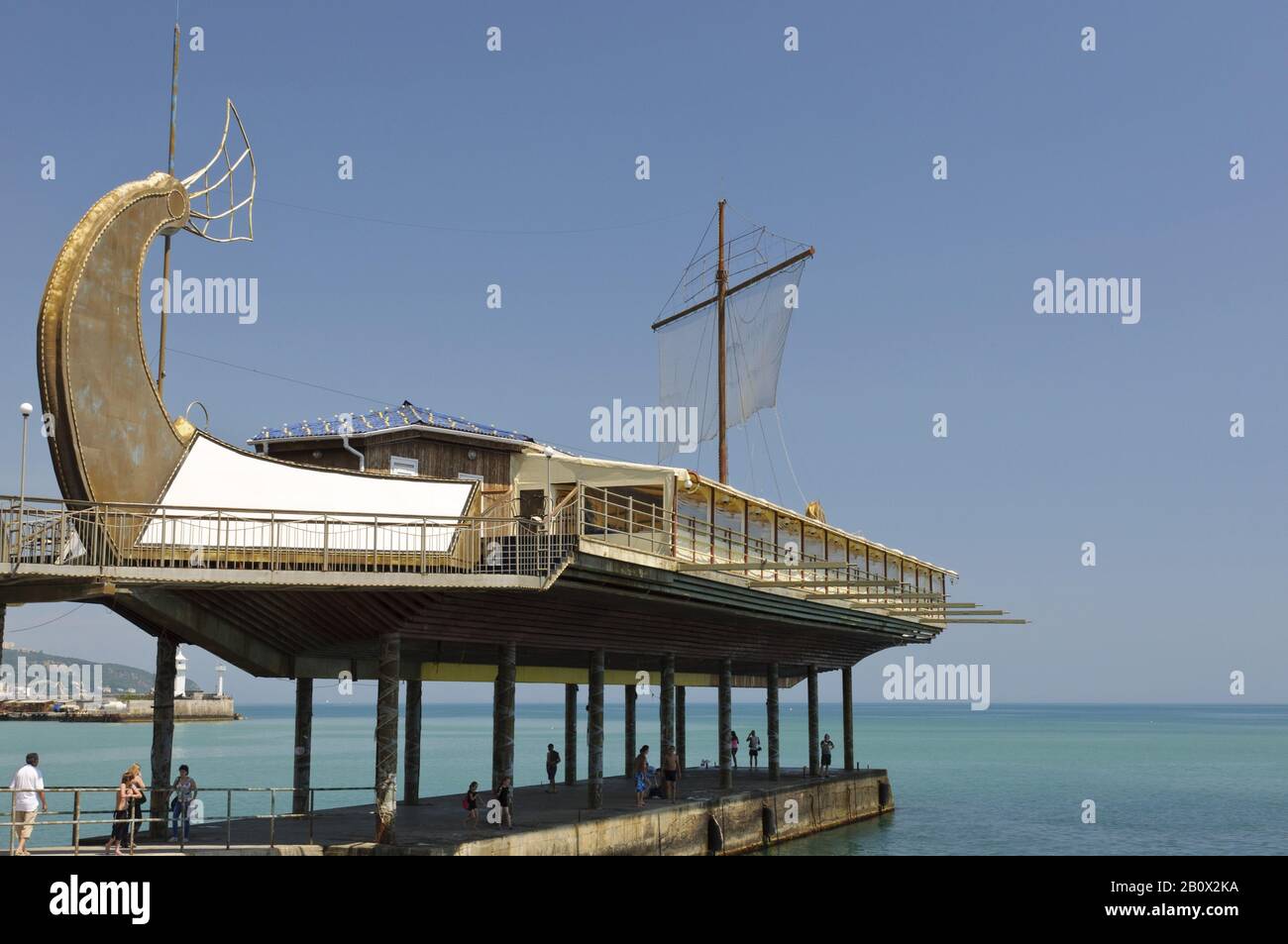 Khutorok Lya Mer restaurant, Yalta, Autonomous Republic of Crimea, Ukraine, Eastern Europe, Stock Photo