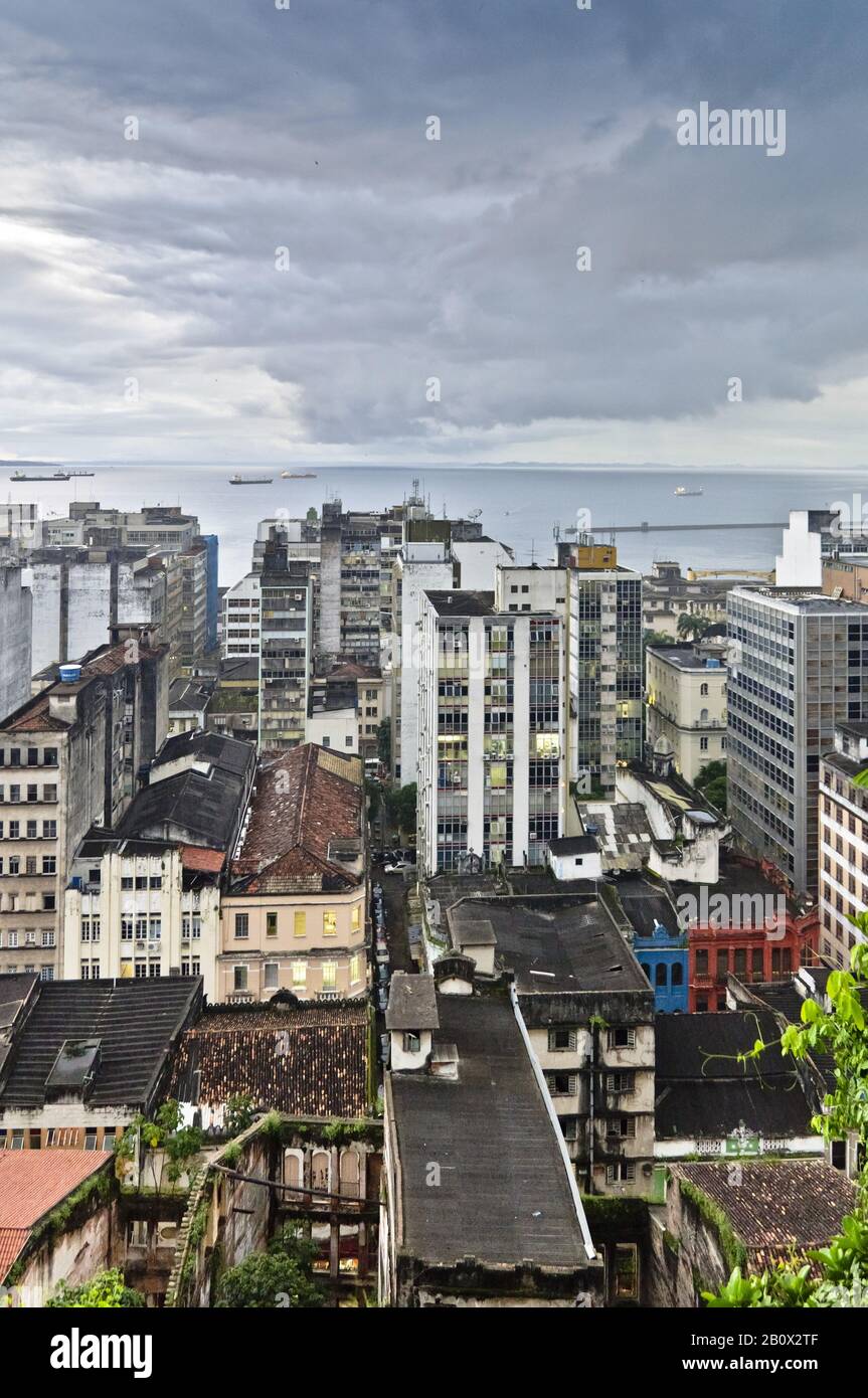 View from Pelourinho over the Cidade Baxia, Salvador da Bahia, Bahia, Brazil, South America, Stock Photo