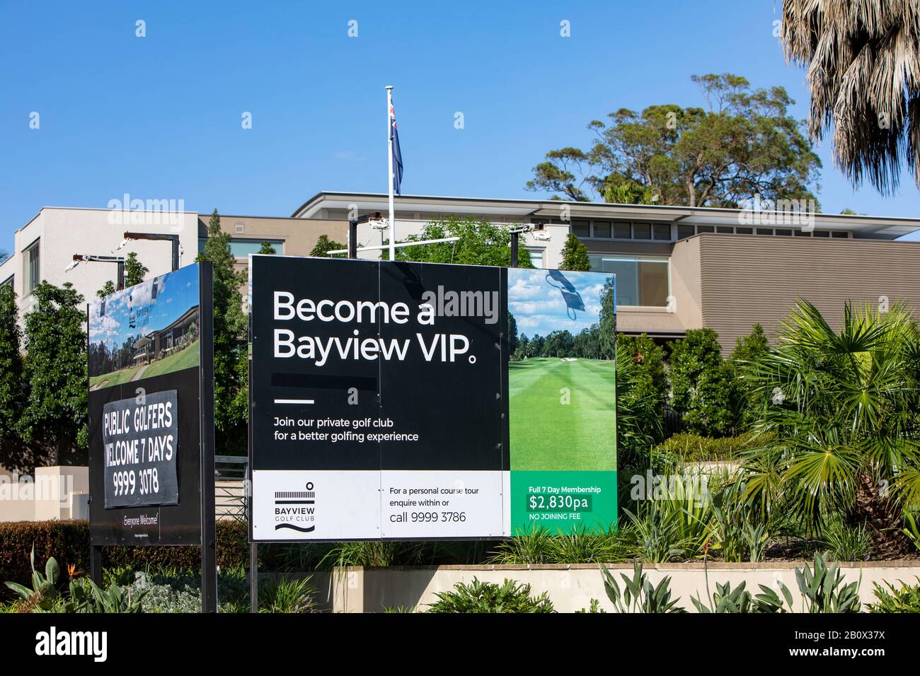 Bayview golf club advertising membership, Sydney northern beaches,New South Wales,Australia