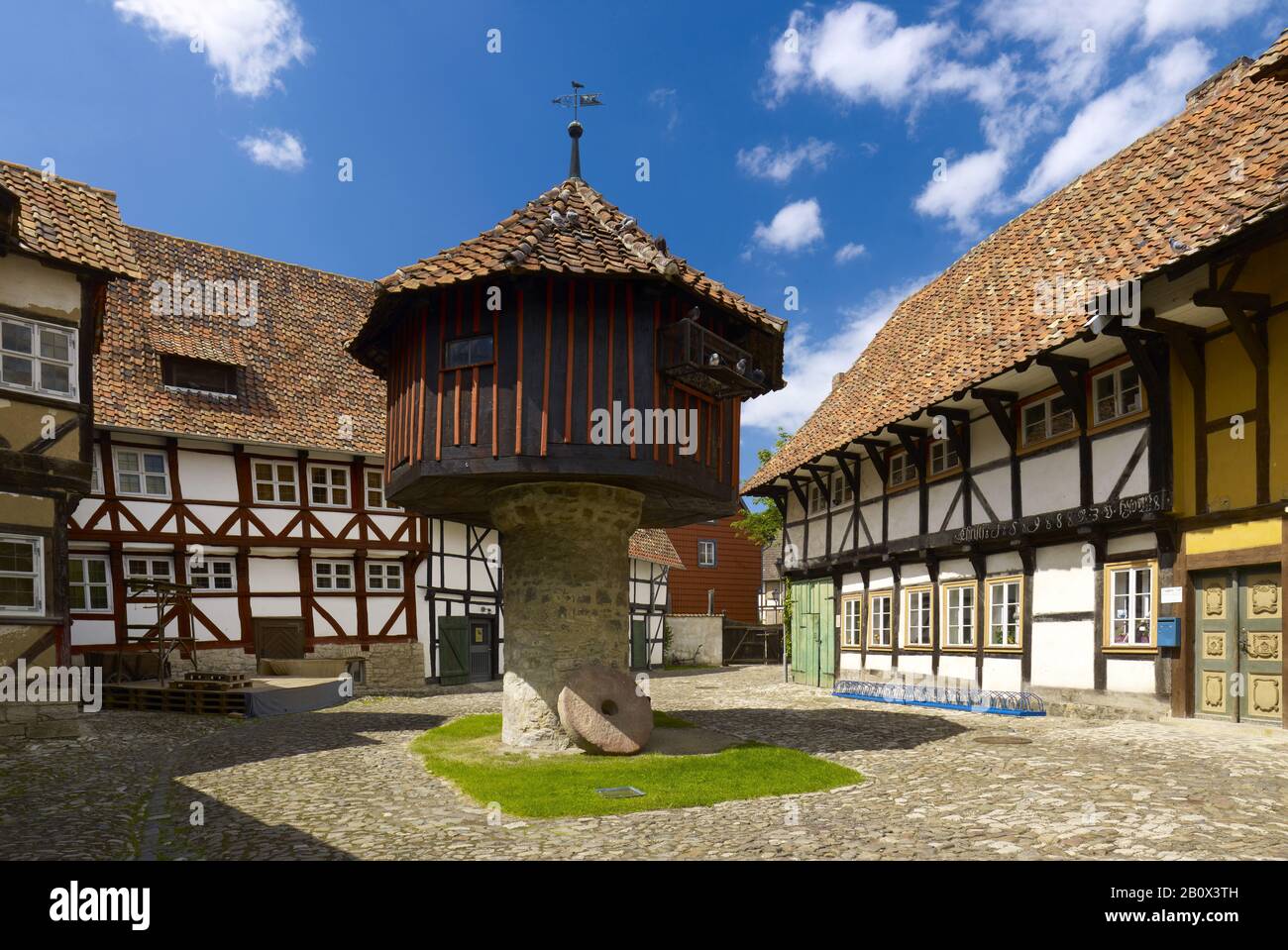 Schäfers Hof with pigeon house in Osterwieck, Saxony-Anhalt, Germany, Stock Photo