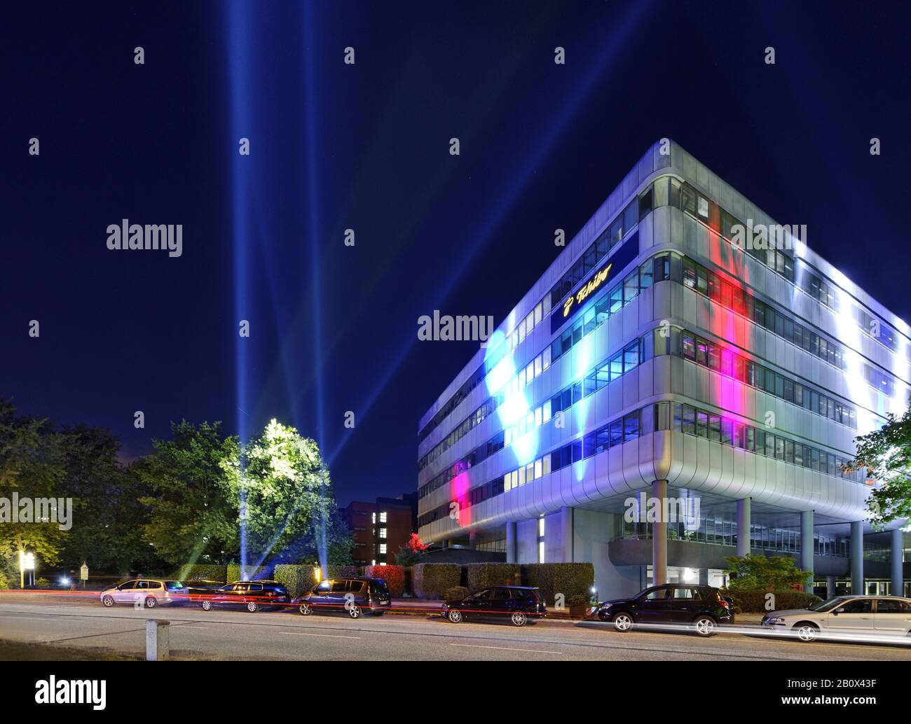Illuminated company building, Tchibo Haus, Lichtfest City Nord, Hamburg,  Germany Stock Photo - Alamy