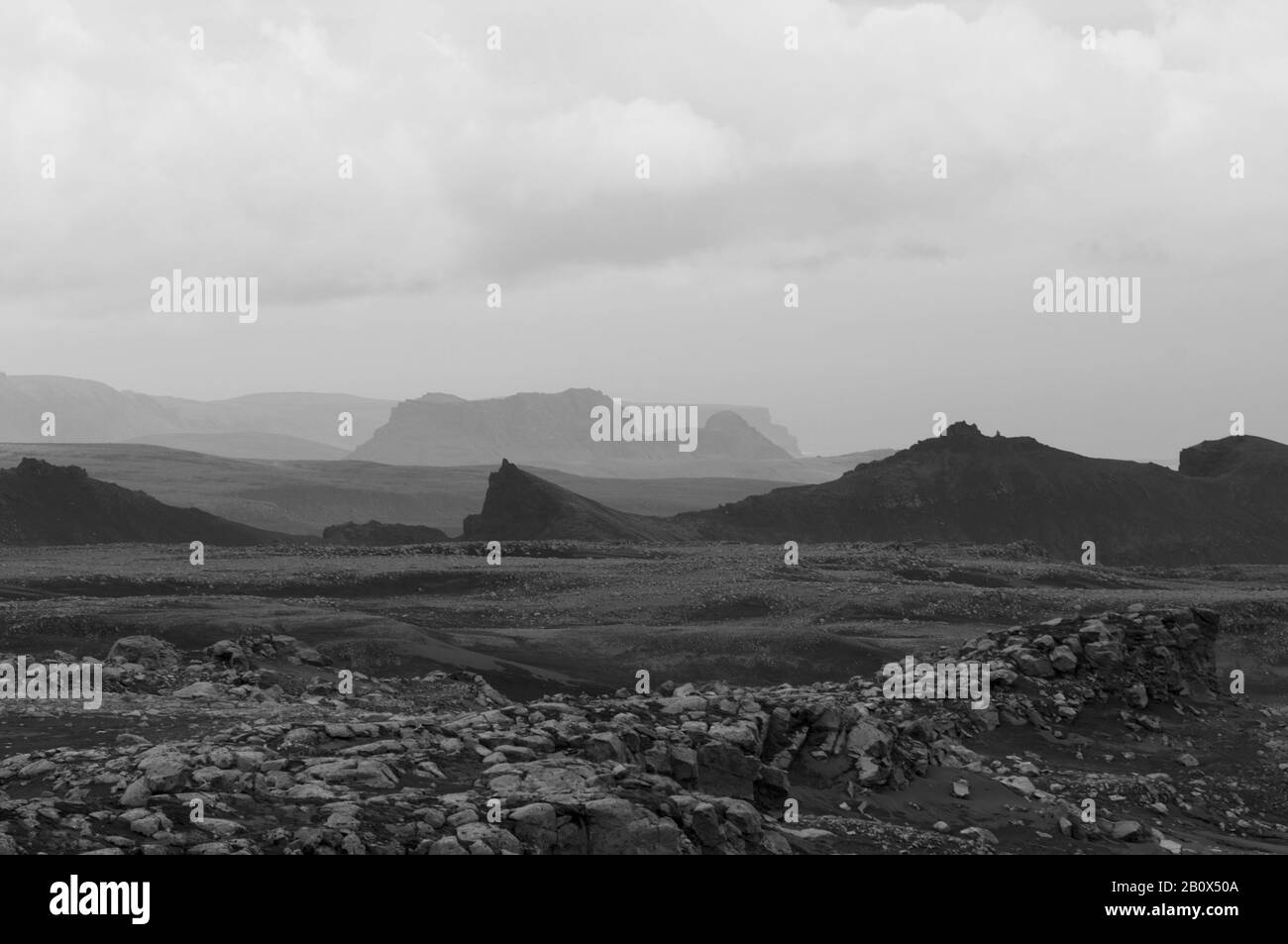 Volcanic rock on the way from Skogar to Landmannalaugar, Iceland, Europe, Stock Photo