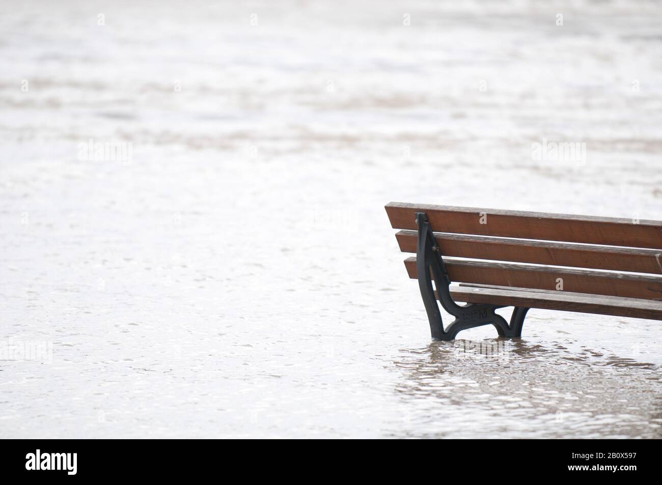 Bench in flood, Stock Photo