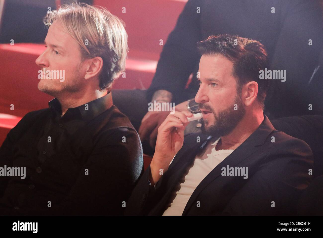 Cologne Germany 21st Feb 2020 Michael Wendler R Singer Sits In The Audience In The Rtl Dance Show Let S Dance In The Coloneum And Cares For His Lips Credit Rolf Vennenbernd Dpa Alamy Live