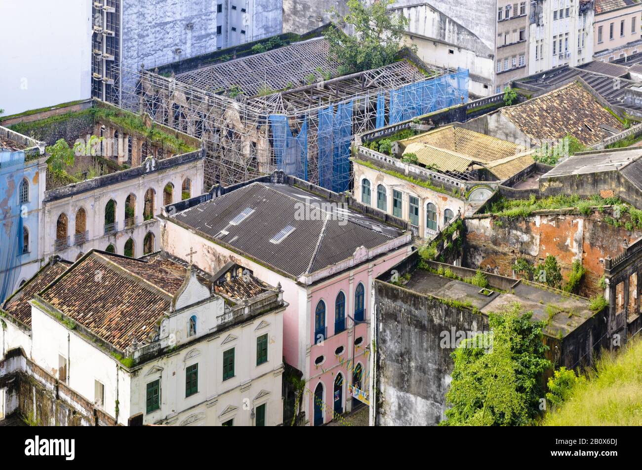 View from Pelourinho over the Cidade Baxia, Salvador da Bahia, Bahia, Brazil, South America, Stock Photo