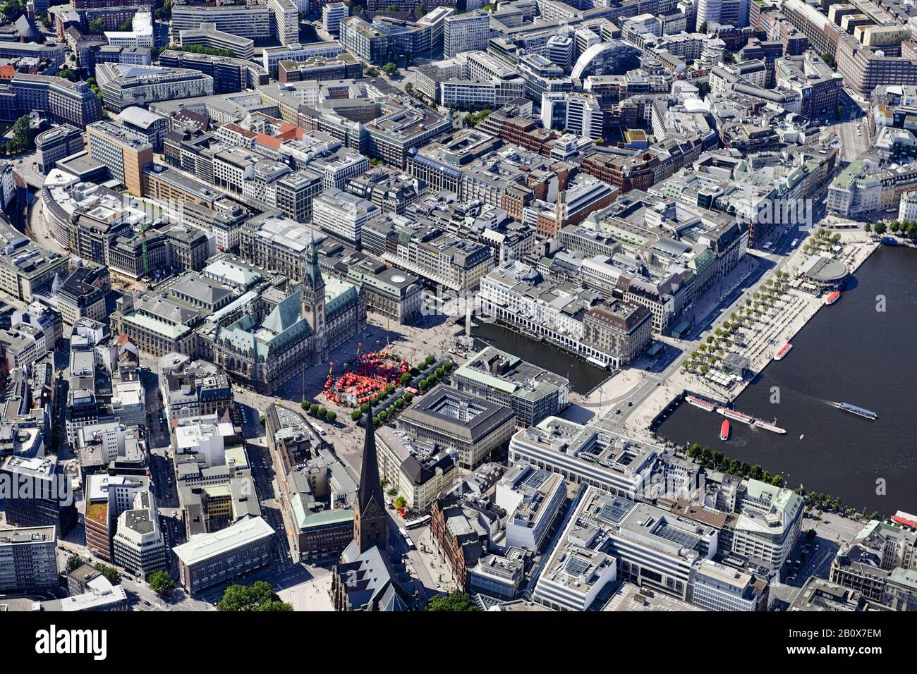 Downtown with Binnenalster, Hanseatic City of Hamburg, Germany Stock ...