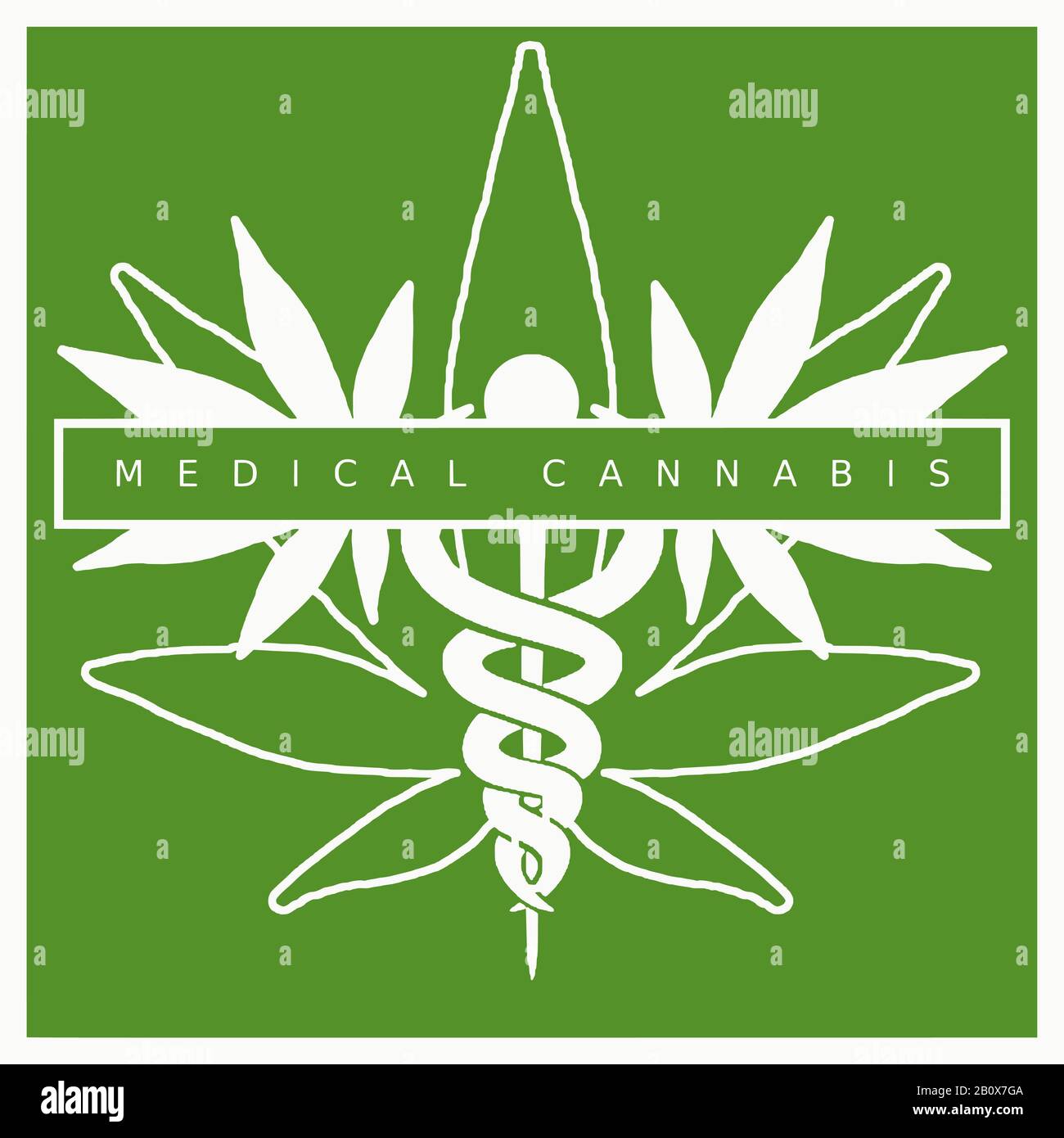 Vector logo of medical marijuana. Green and white color scheme. Stock Vector