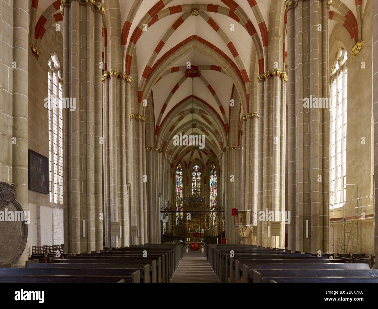 Interior view of Divi Blasii church in Mühlhausen, Thuringia, Germany, Stock Photo