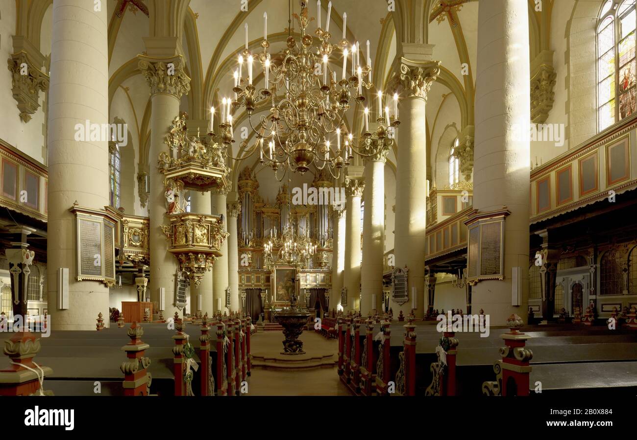 Interior view of the town church in Bückeburg, Schaumburg district, Lower Saxony, Germany, Stock Photo