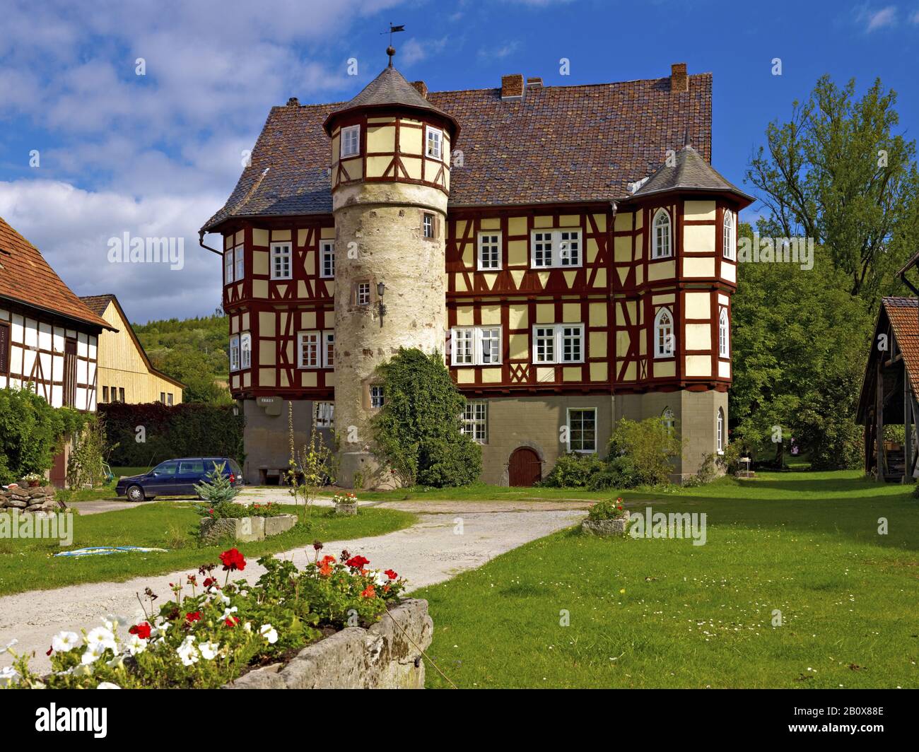 Manor in Werleshausen, Eichsfeldkreis, Hesse, Germany, Stock Photo