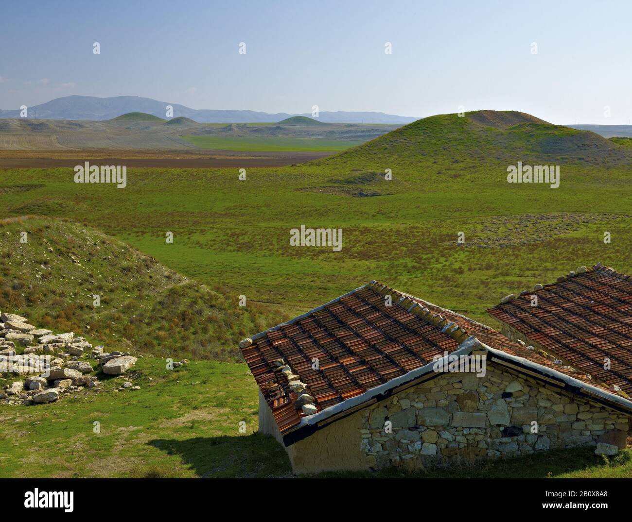 Landscape at Gordion, Polatli, Ankara Province, Central Anatolia, Turkey, Stock Photo