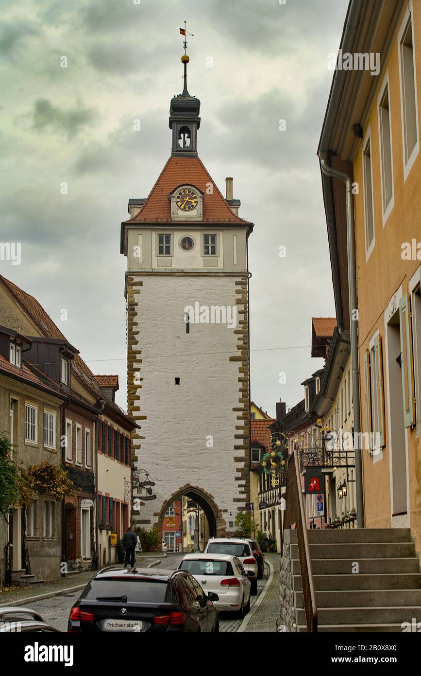 Stadtturm Silhouette Prichsenstadt 2019 Stock Photo