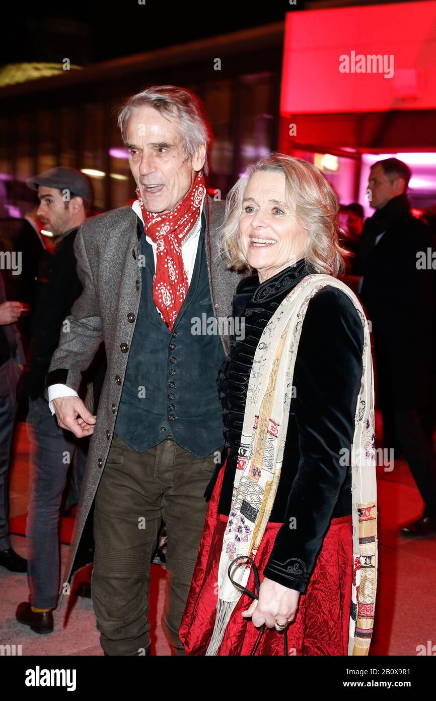 20 February 2020, Berlin: 70th Berlinale, Opening Party: Jeremy Irons and Mrs Sinéad Cusack at the opening party of the International Film Festival. The Berlinale opens with the film 'My Salinger Year'. Photo: Gerald Matzka/dpa-Zentralbild/ZB Stock Photo