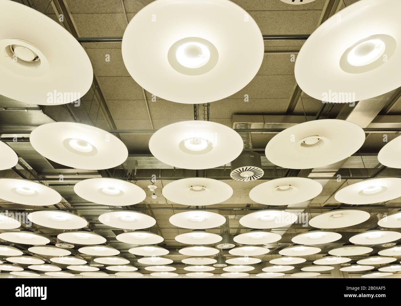 Lamps inside the Barajas Airport, Terminal 4, Madrid, Spain, Stock Photo