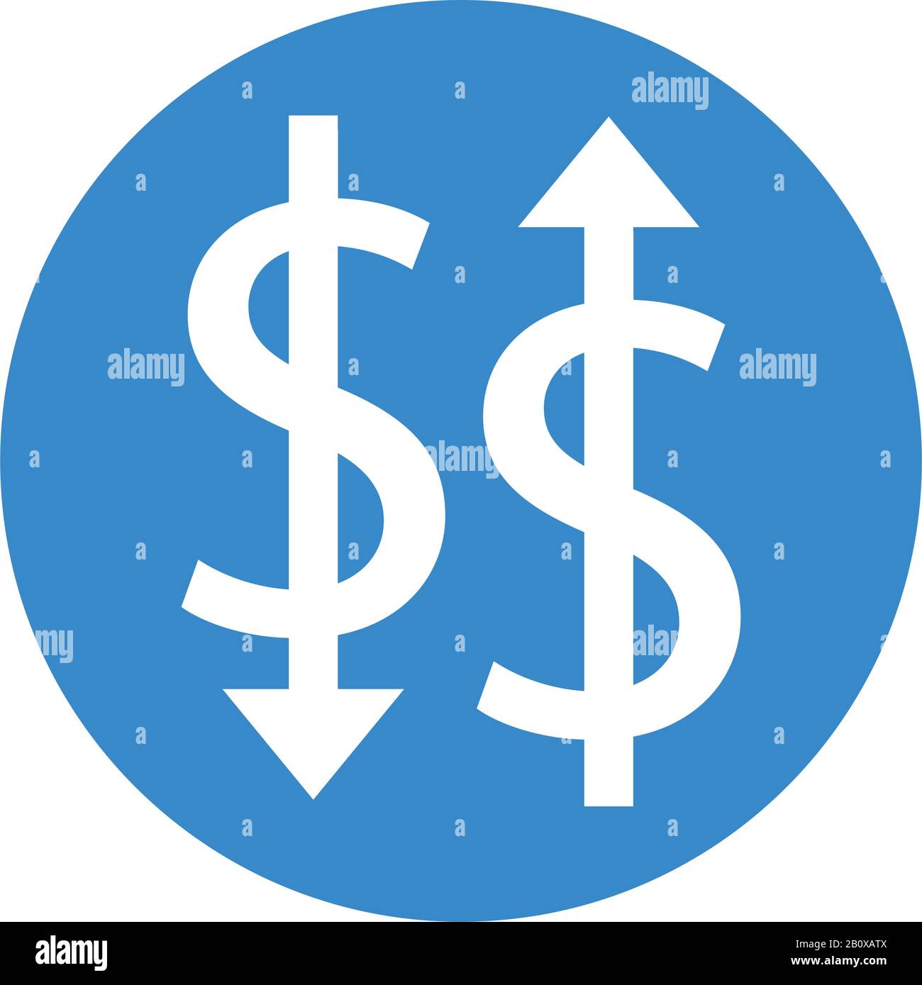 money dollar symbols with arrows up and down Stock Vector Image & Art ...