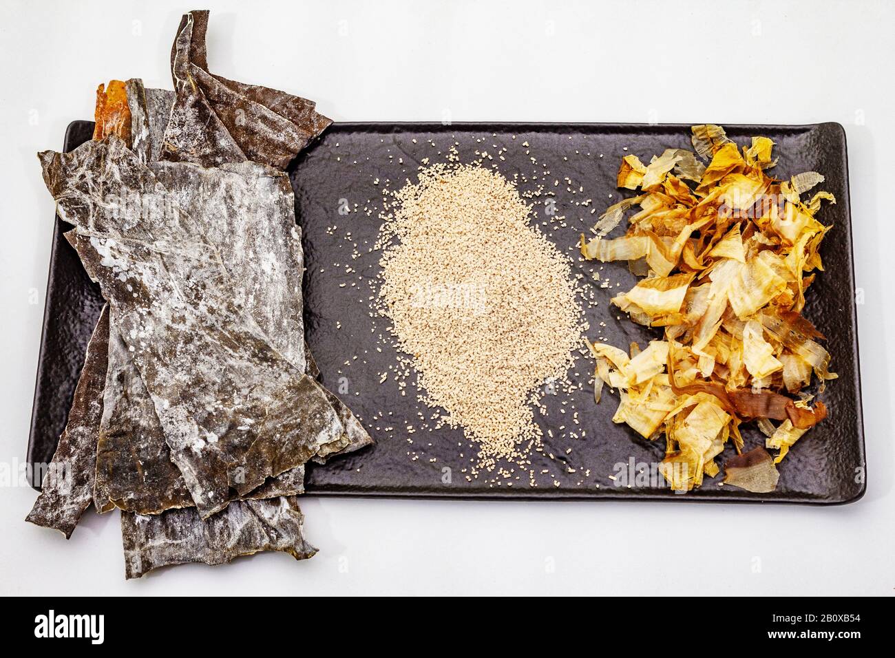 Set of traditional Japanese ingredient for cooking basic dashi broth