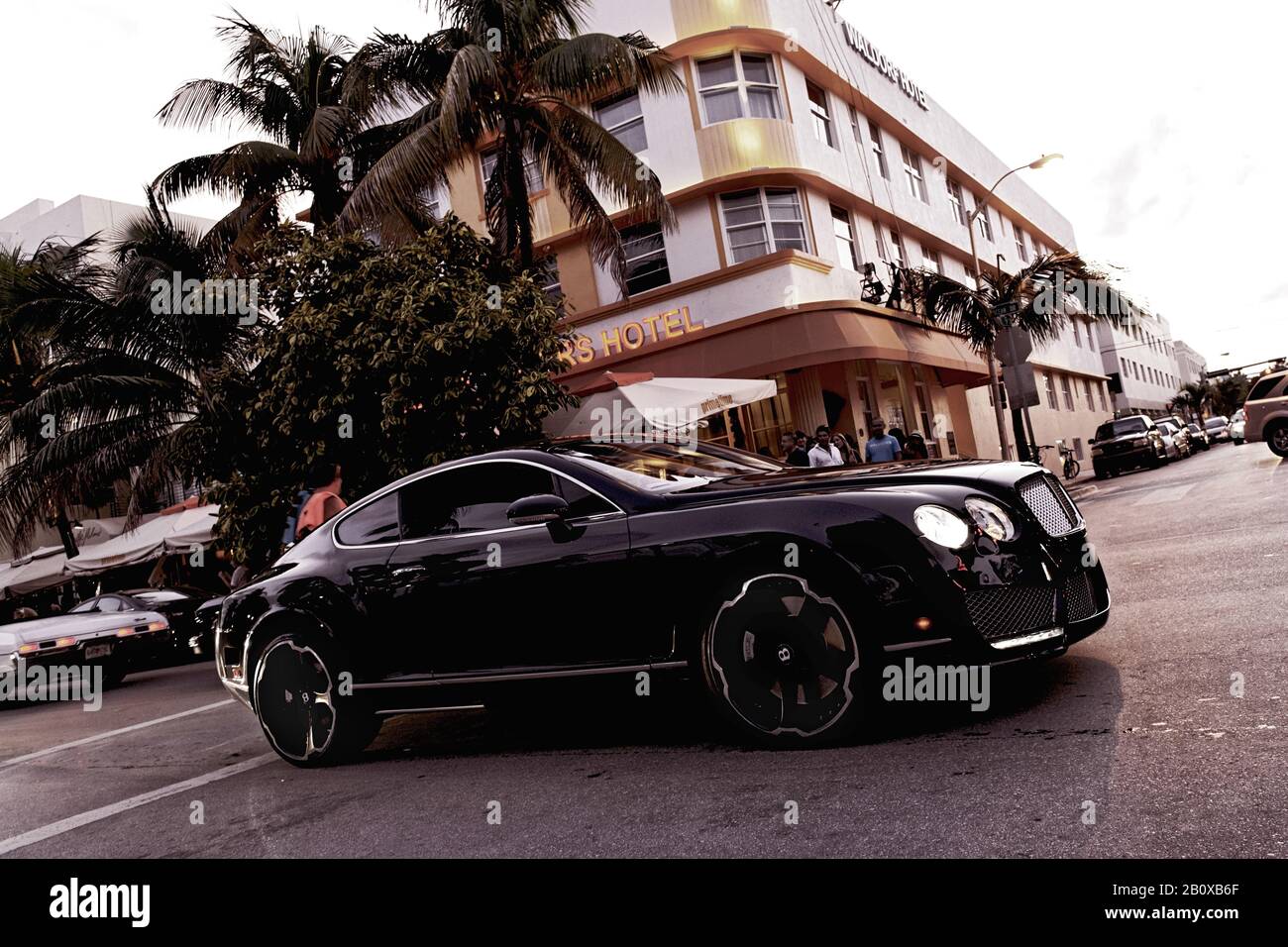 Luxury sports car on Ocean Drive, Miami South Beach, Florida, USA Stock